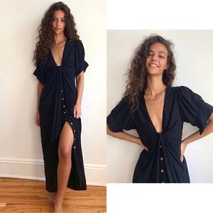 Free People Black Midi Dress